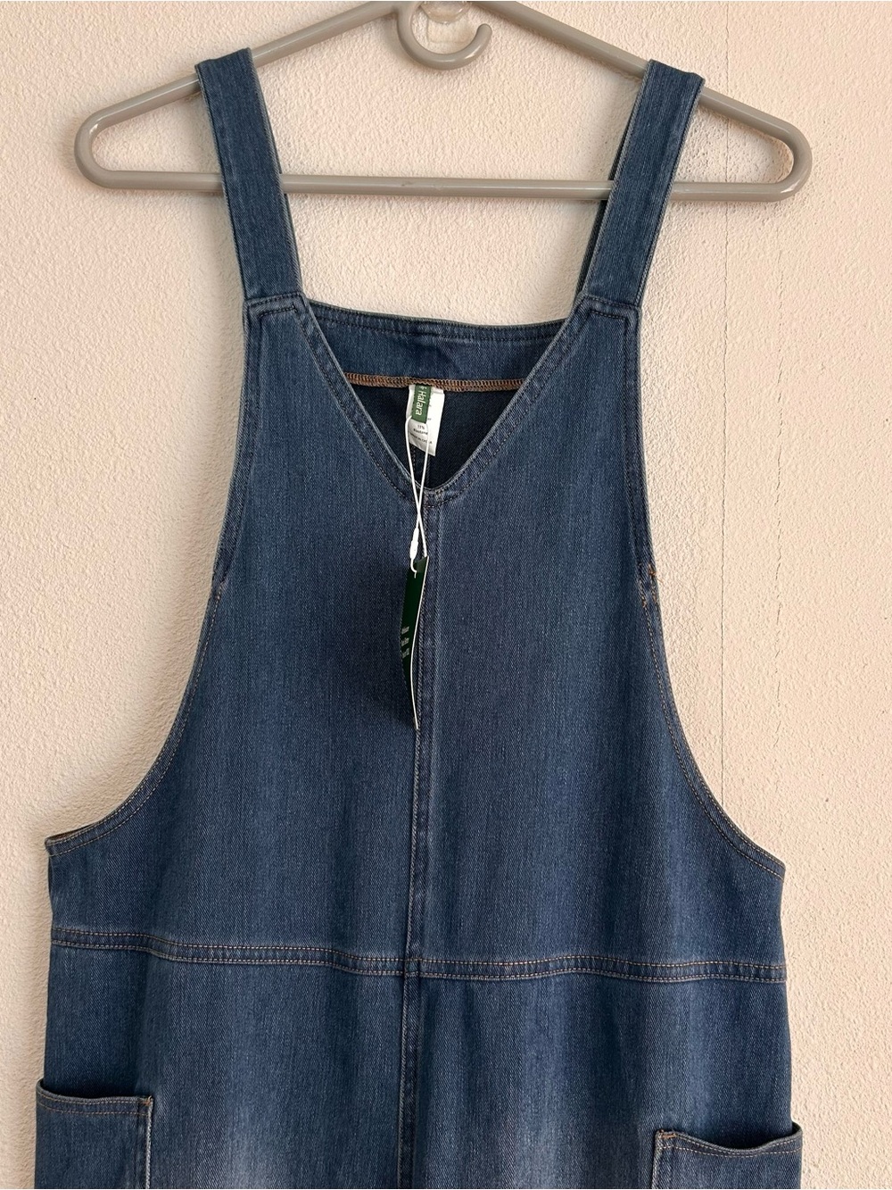Halara Flex V Neck Pocket Washed Denim Casual Overalls Small - Picture 5 of 10